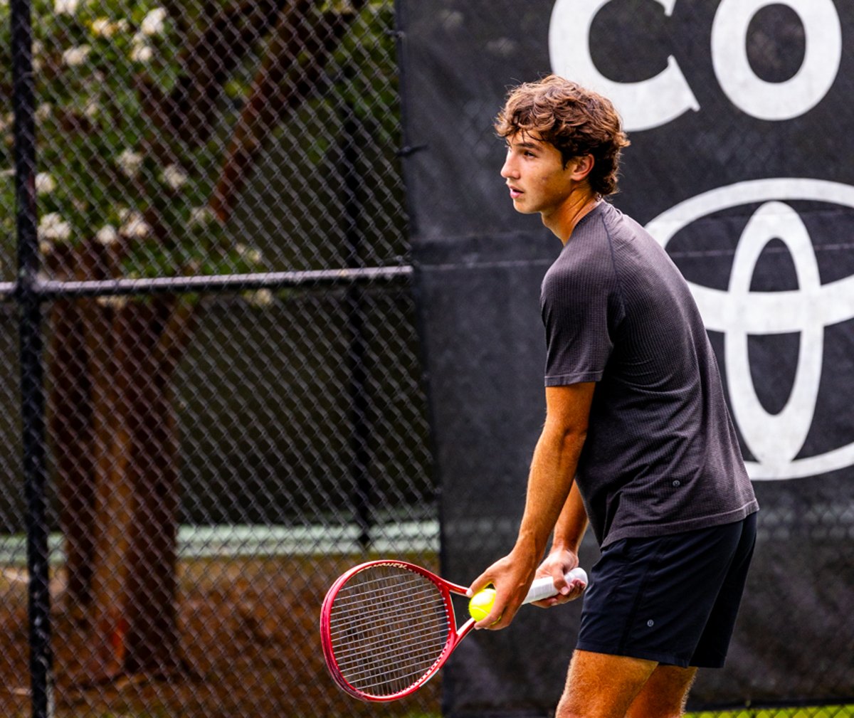Aidan Peskin on court, composed and ready during a match.
